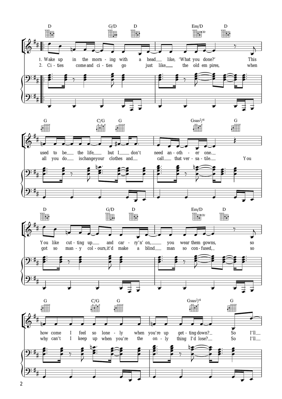 I Don't Feel Like Dancin' Piano, Vocal, Guitar scores gallery preview page 2
