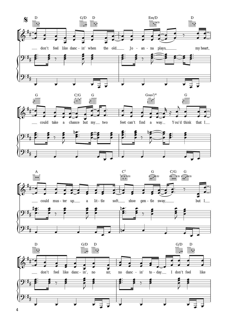 I Don't Feel Like Dancin' Piano, Vocal, Guitar scores gallery preview page 4