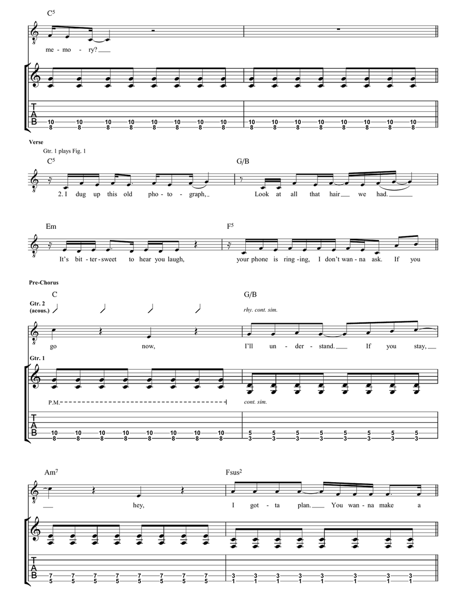 (You Want To) Make A Memory Guitar Tablature scores gallery preview page 3