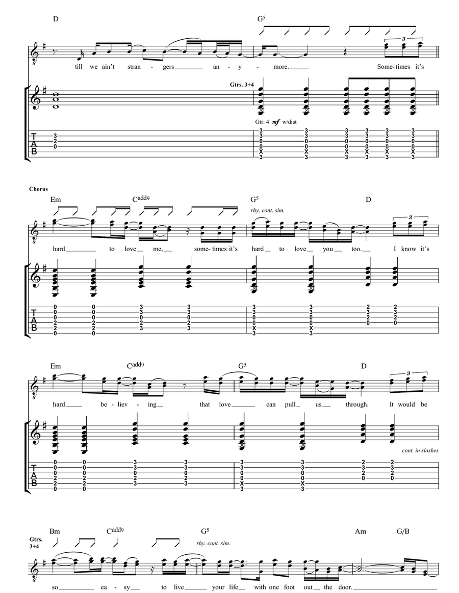Till We Ain't Strangers Anymore Guitar Tablature scores gallery preview page 4