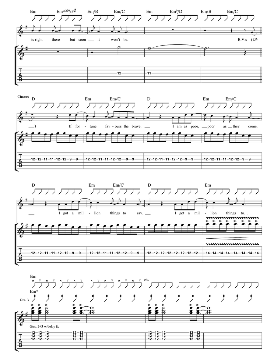 Lights Lights Guitar Tablature scores gallery preview page 2
