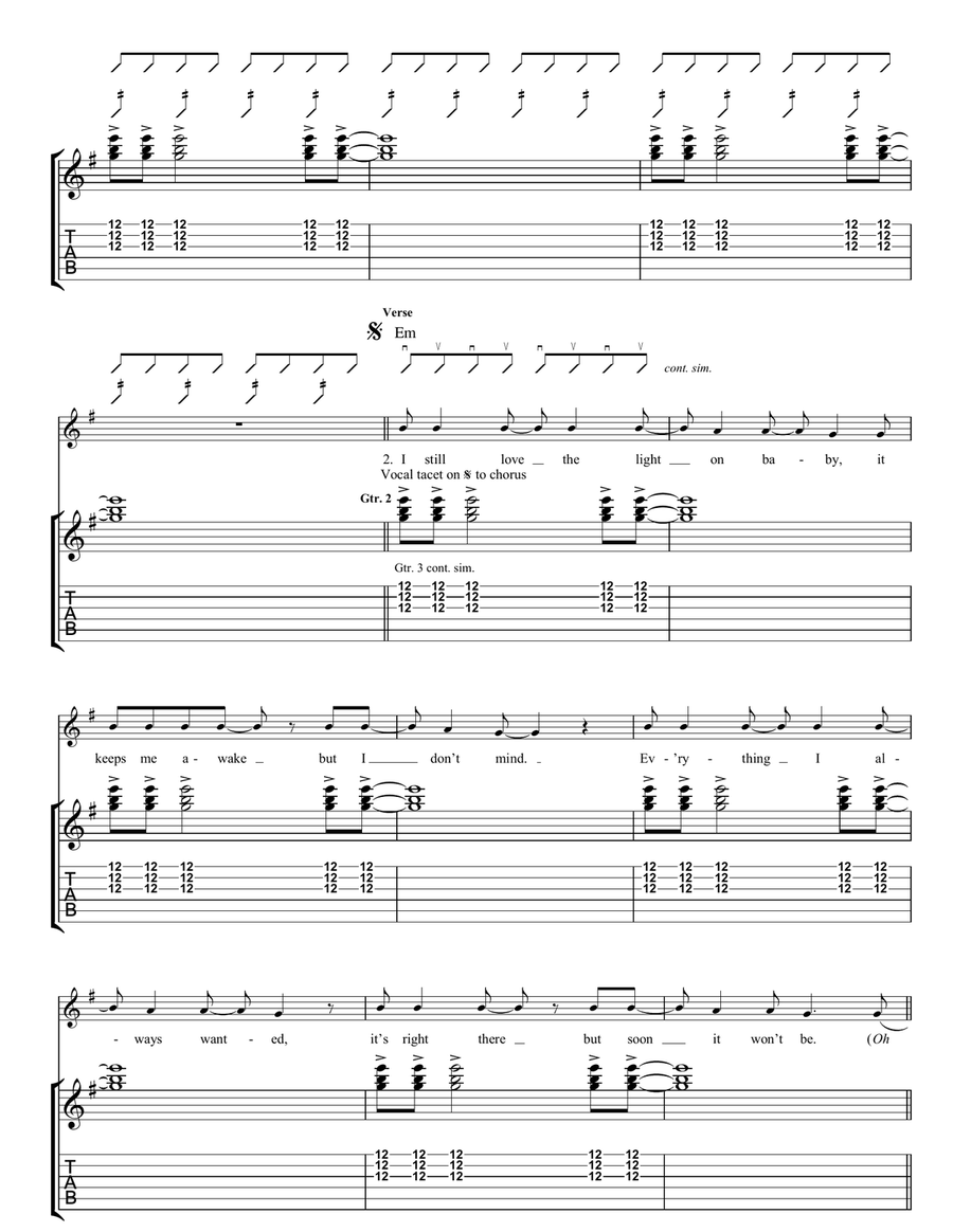 Lights Lights Guitar Tablature scores gallery preview page 3