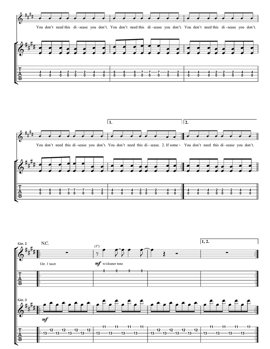 Bullets Bullets Guitar Tablature scores gallery preview page 3