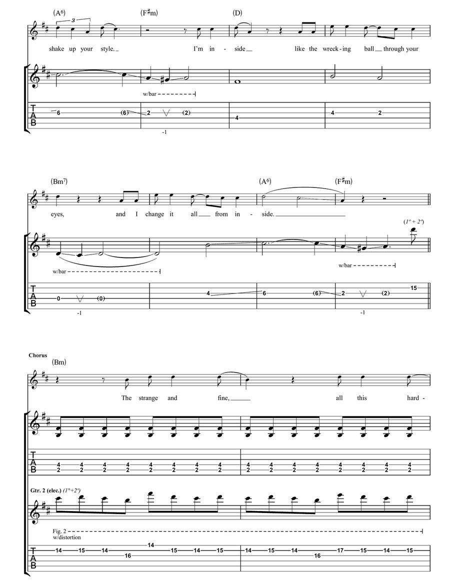 Wrecking Ball Wrecking Ball Guitar Tablature scores gallery preview page 2