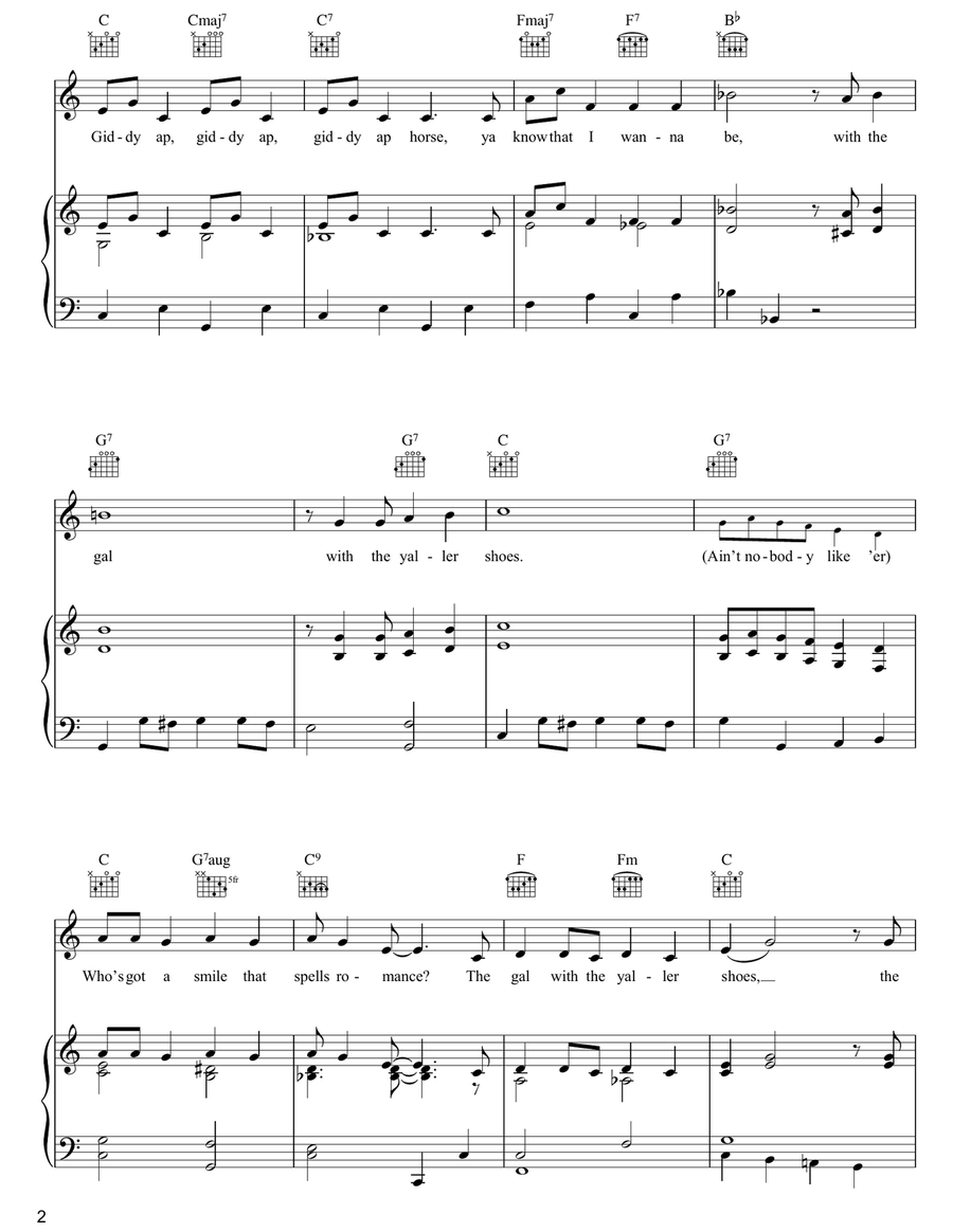 The Gal With The Yaller Shoes Piano, Vocal, Guitar scores gallery preview page 2