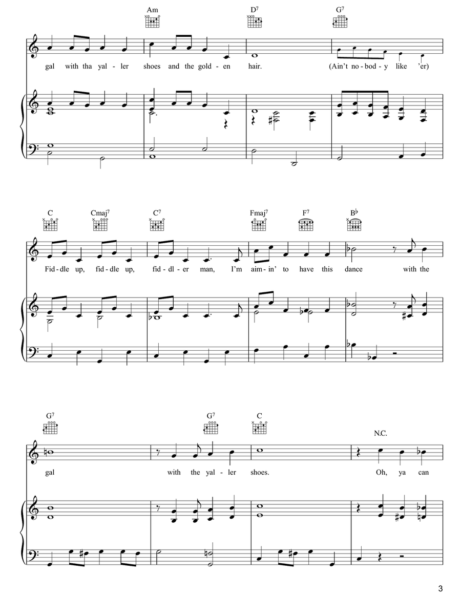 The Gal With The Yaller Shoes Piano, Vocal, Guitar scores gallery preview page 3