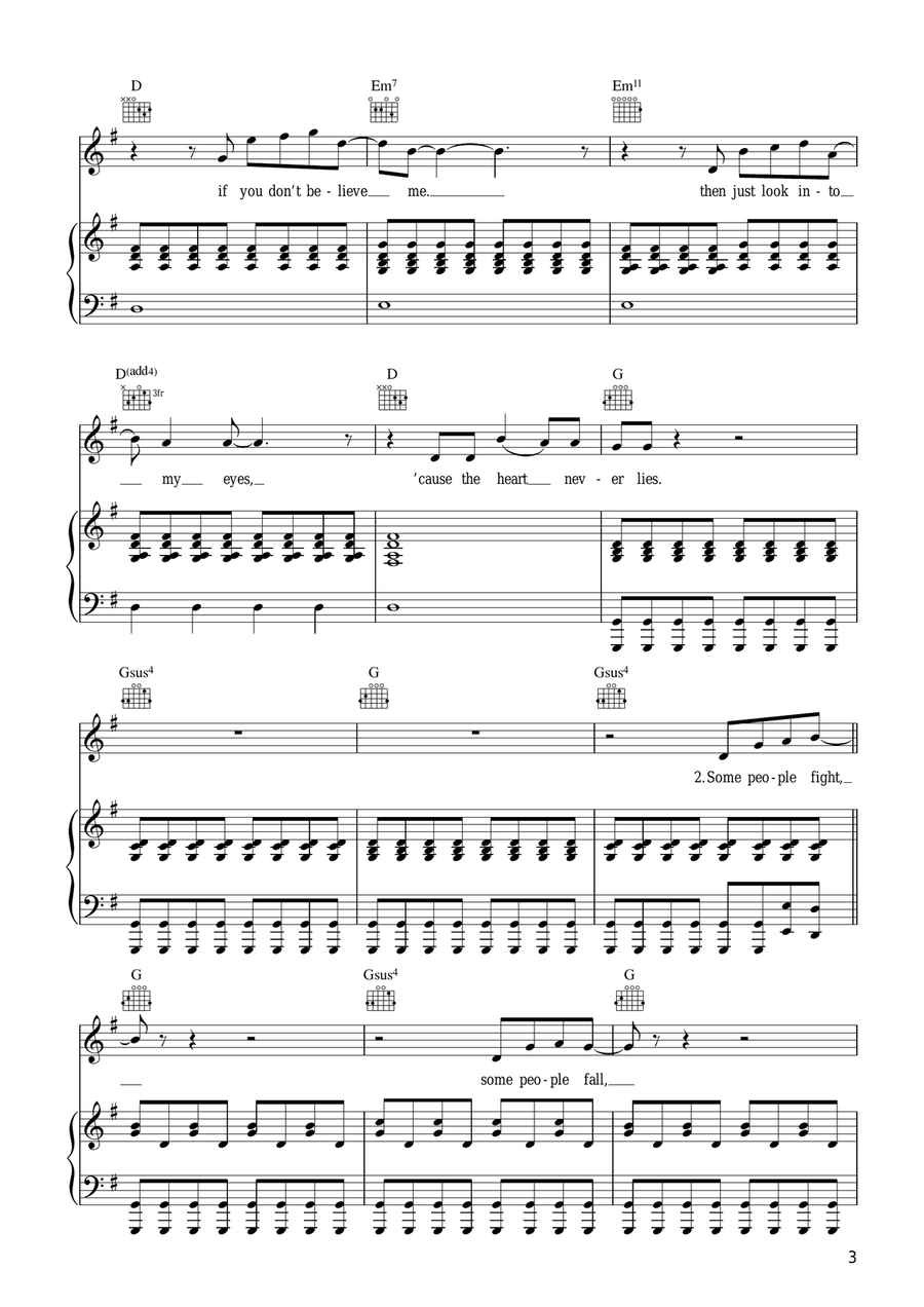 The Heart Never Lies The Heart Never Lies Piano, Vocal, Guitar scores gallery preview page 3