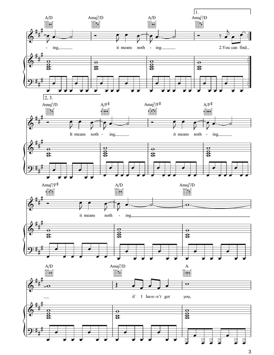 It Means Nothing It Means Nothing Piano, Vocal, Guitar scores gallery preview page 3