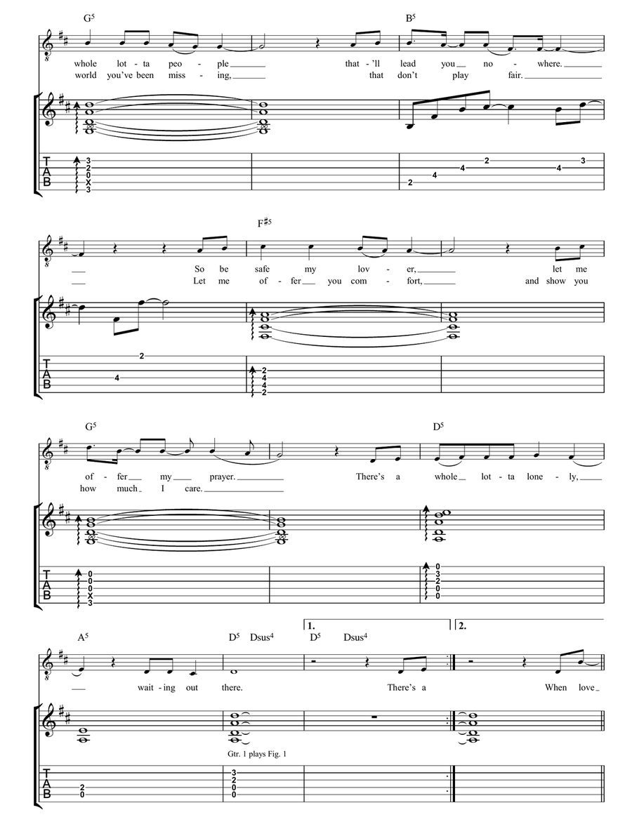 Lonely Lonely Guitar Tablature scores gallery preview page 2