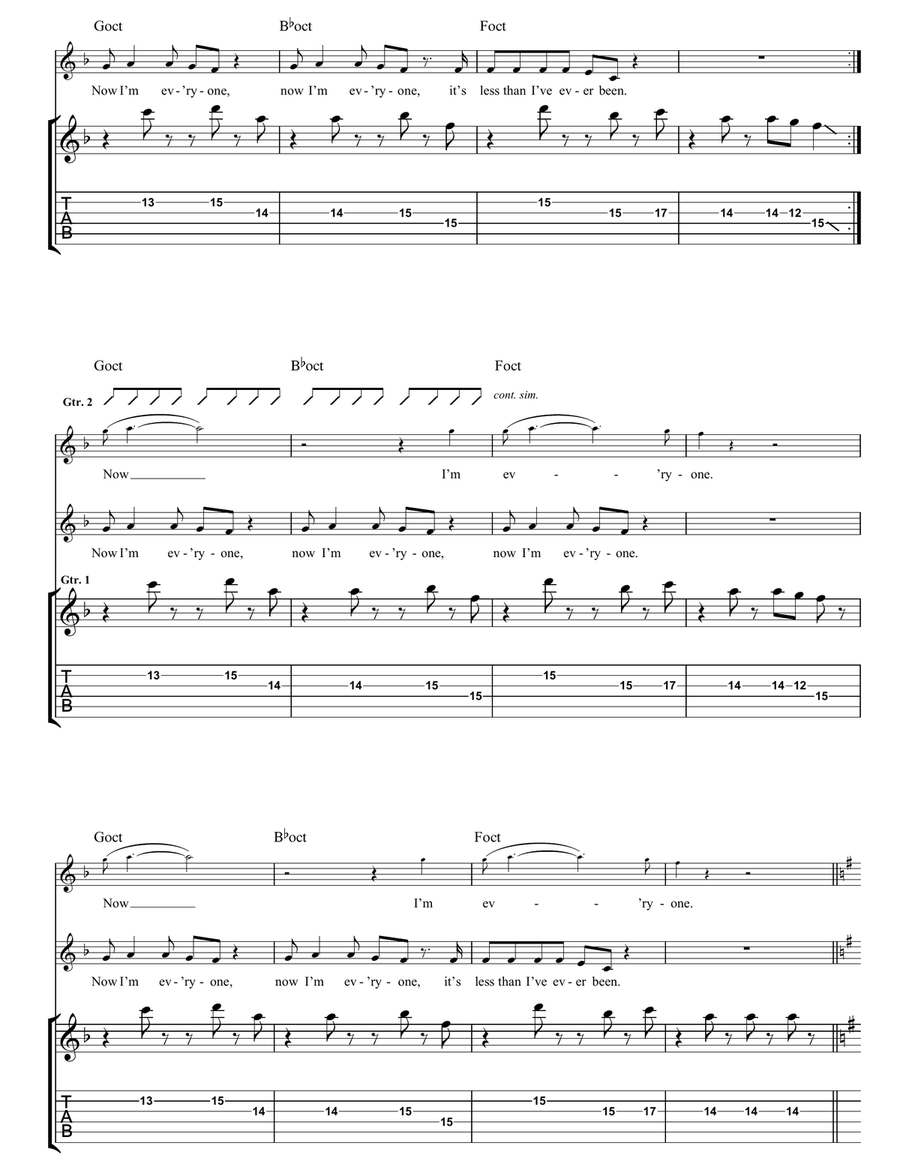 Now I'm Everyone Now I'm Everyone Guitar Tablature scores gallery preview page 3