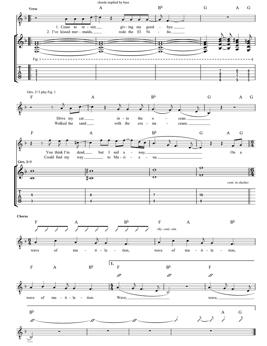 Wave Of Mutilation Guitar Tablature scores gallery preview page 2