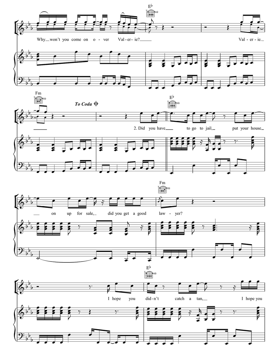 Valerie Valerie Piano, Vocal, Guitar scores gallery preview page 3