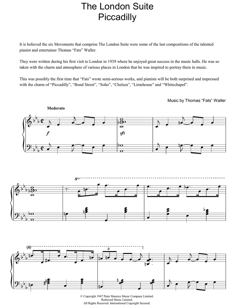 Piccadilly (from The London Suite) Piano Solo scores gallery preview page 1
