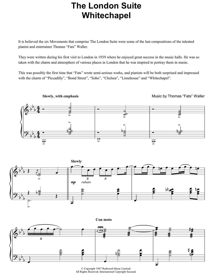 Whitechapel (from The London Suite) Piano Solo scores gallery preview page 1