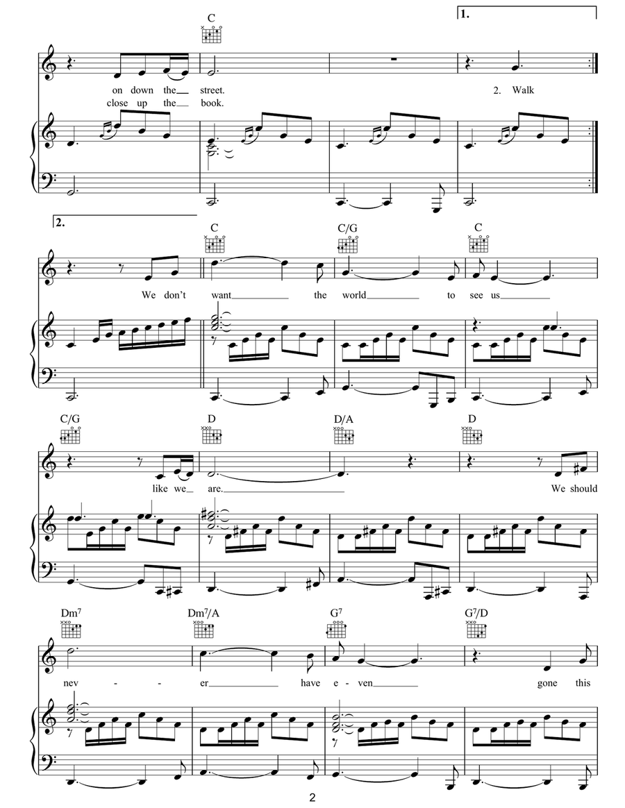 Walk On Walk On Piano, Vocal, Guitar scores gallery preview page 2