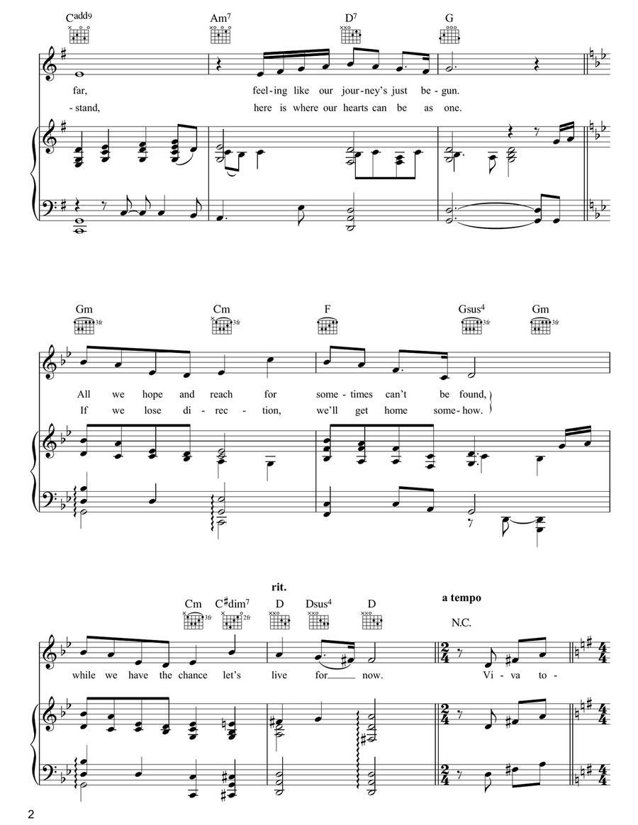 Viva Tonight Viva Tonight Piano, Vocal, Guitar scores gallery preview page 2