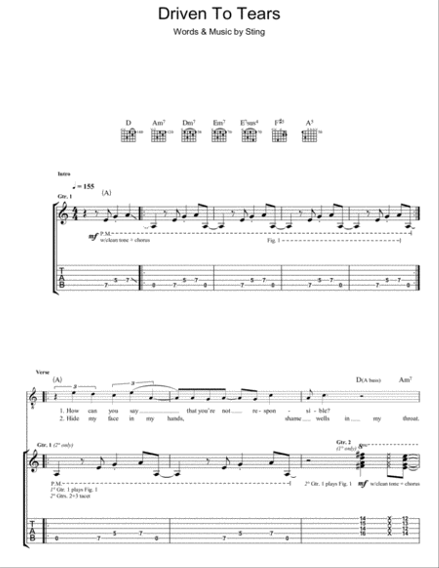 Driven To Tears Electric Guitar scores gallery preview page 1