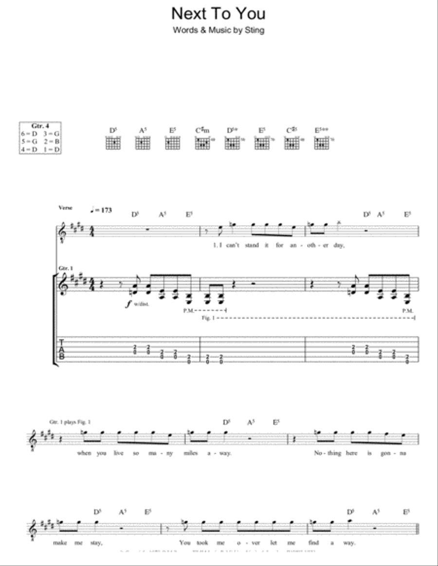 Next To You Electric Guitar scores gallery preview page 1