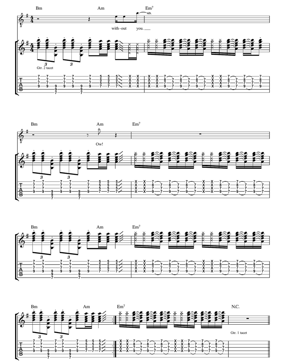 The Bed's Too Big Without You Guitar Tablature scores gallery preview page 4