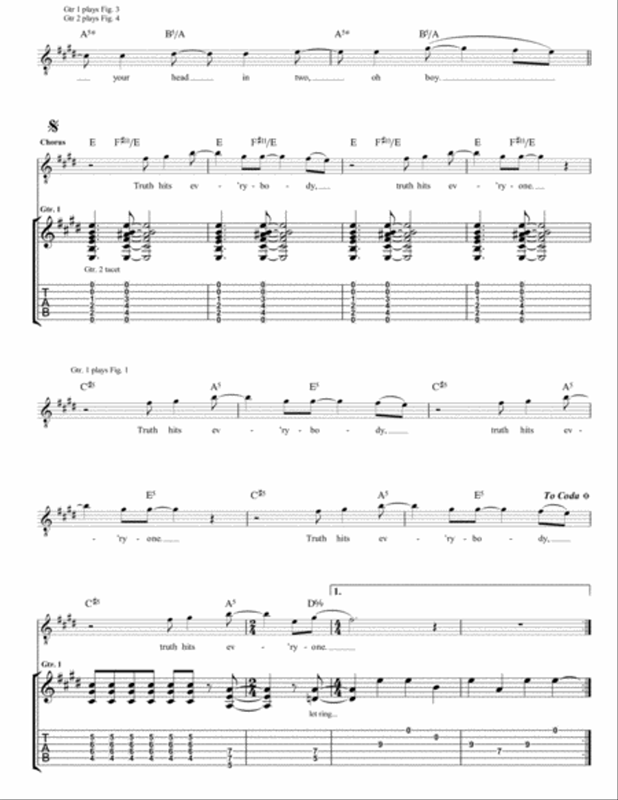 Truth Hits Everybody Guitar Tablature scores gallery preview page 3