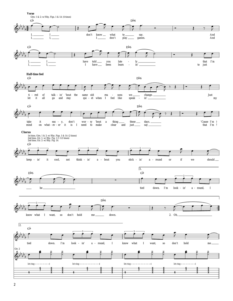Tied Down Tied Down Acoustic Guitar scores gallery preview page 2