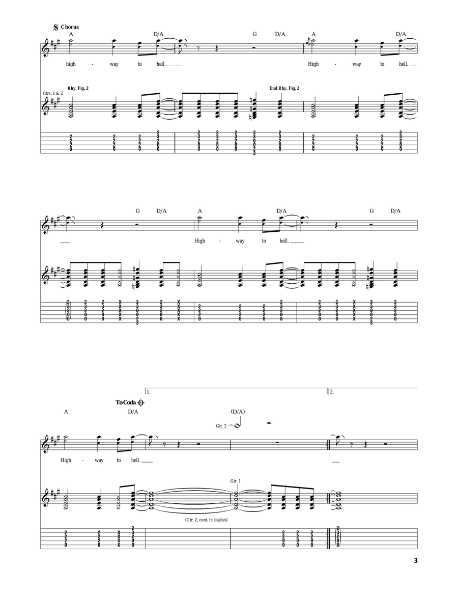 Highway To Hell Acoustic Guitar scores gallery preview page 3
