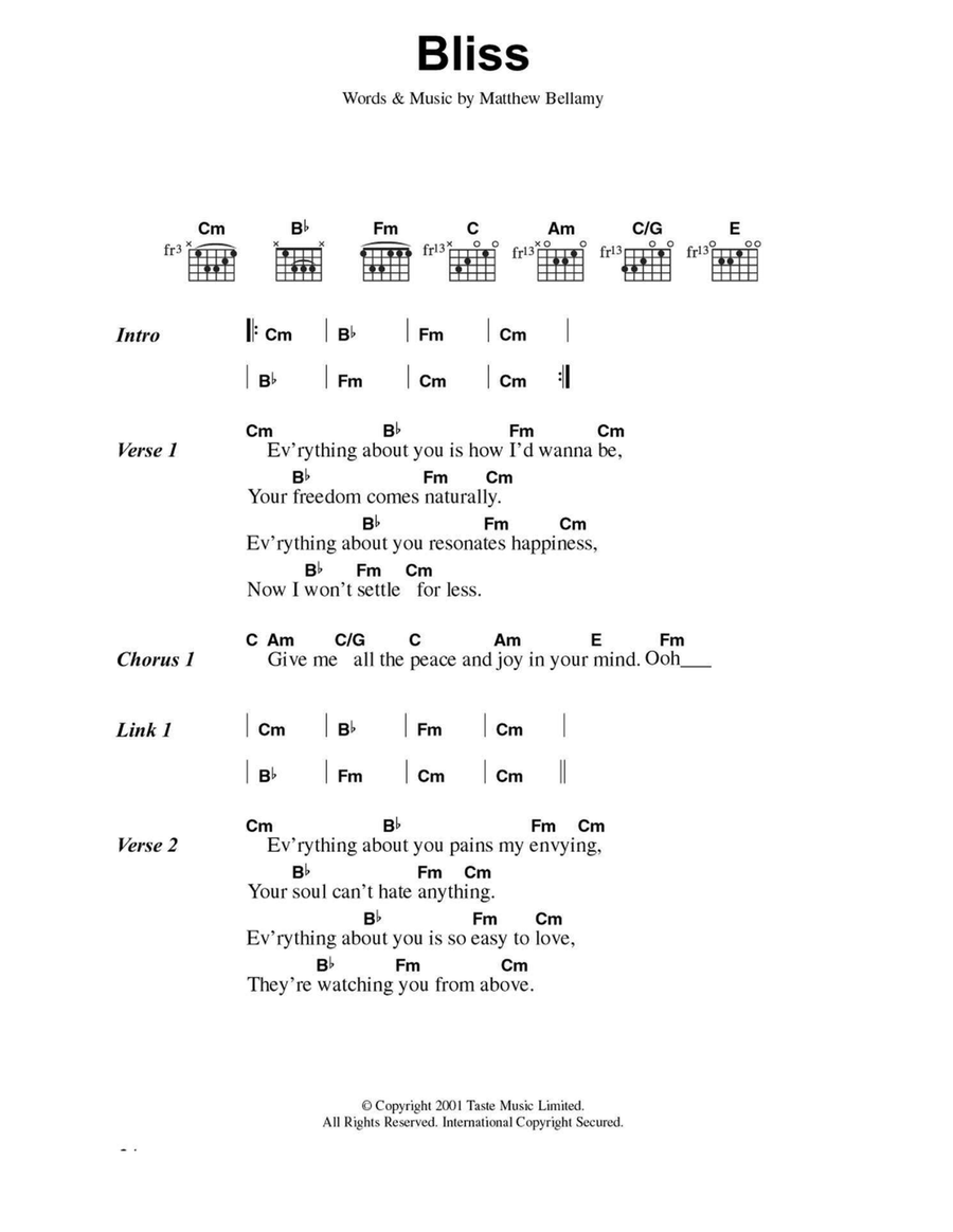 Bliss Easy Guitar scores gallery preview page 1