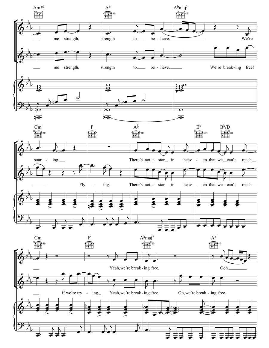 Breaking Free (from High School Musical) Guitar scores gallery preview page 3