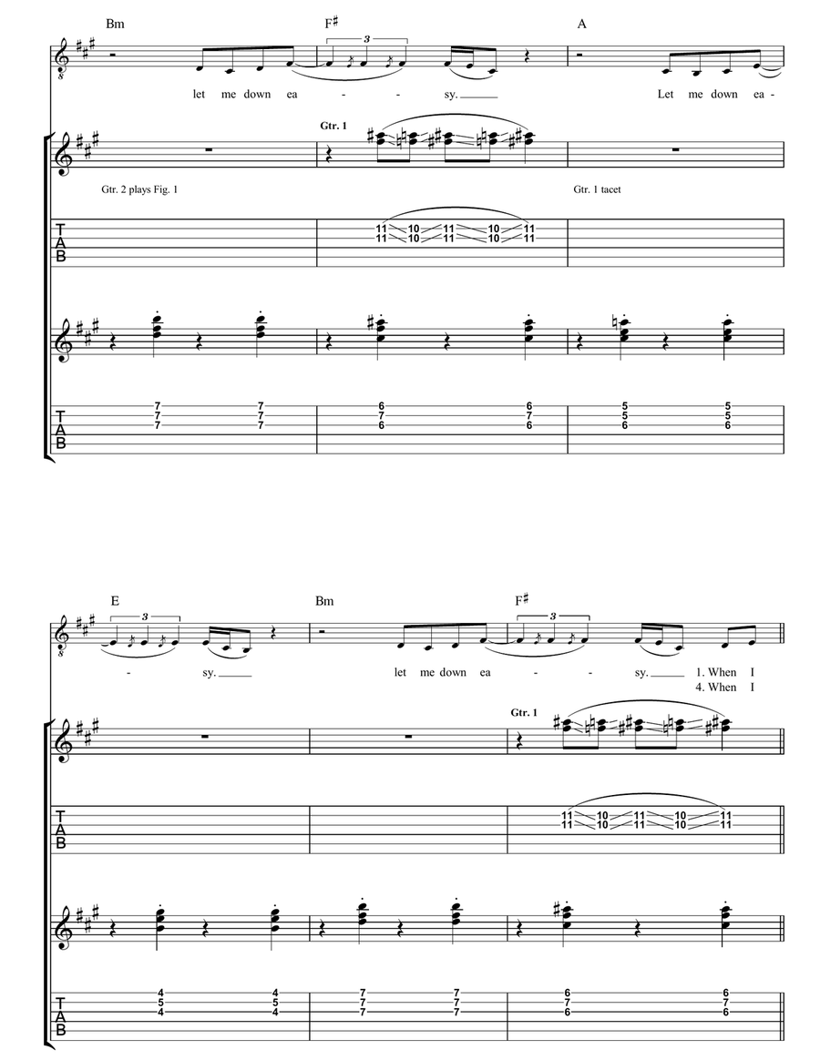 Let Me Down Easy Guitar Tablature scores gallery preview page 2