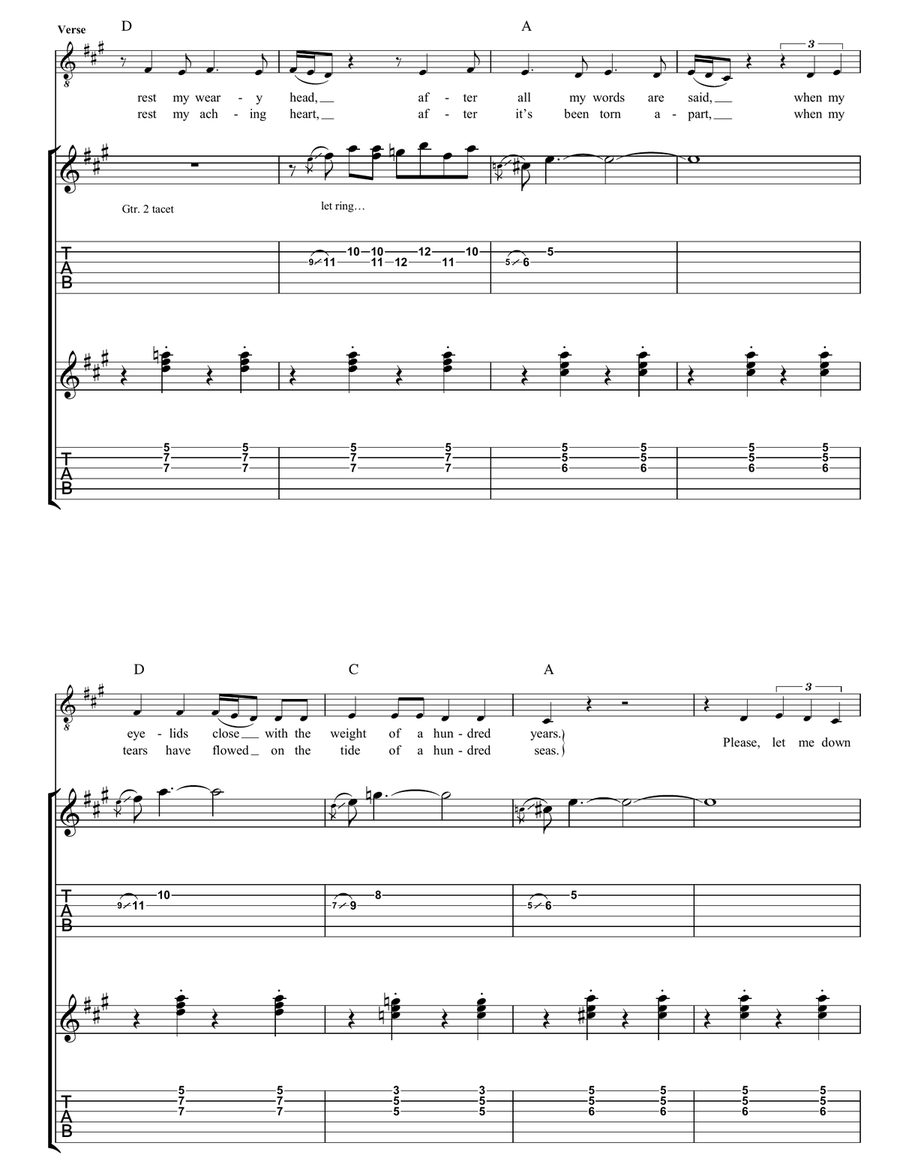 Let Me Down Easy Guitar Tablature scores gallery preview page 3