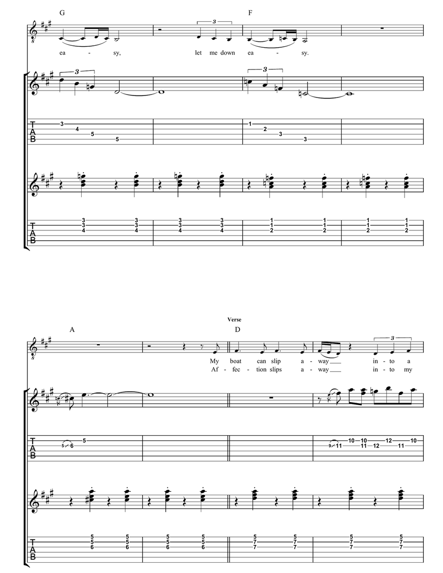 Let Me Down Easy Guitar Tablature scores gallery preview page 4
