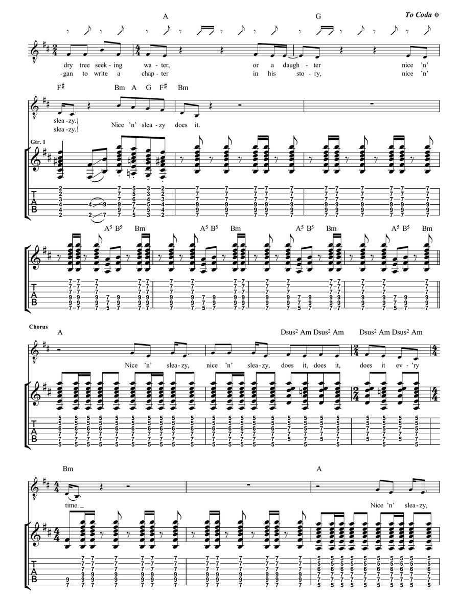Nice 'N' Sleazy Nice 'N' Sleazy Guitar Tablature scores gallery preview page 2
