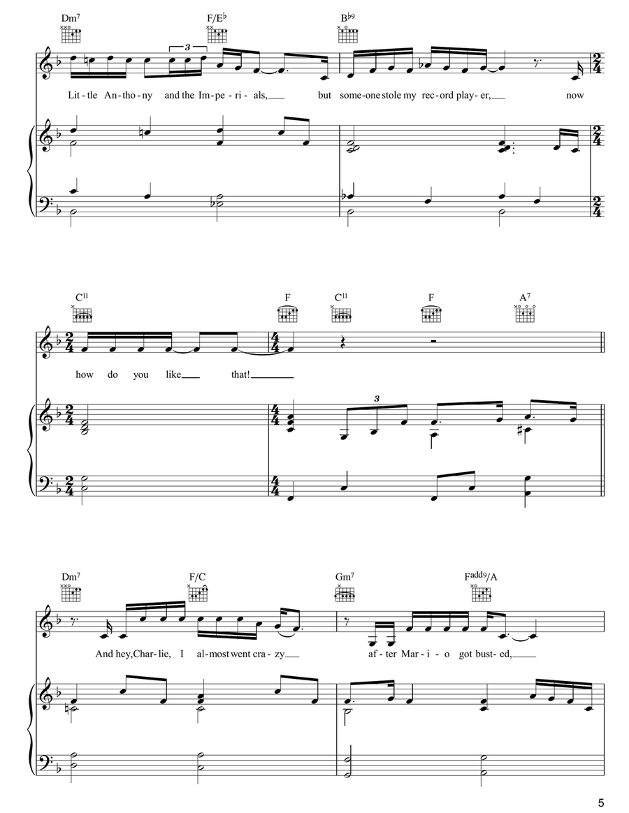 Christmas Card From A Hooker In Minneapolis Piano, Vocal, Guitar scores gallery preview page 5