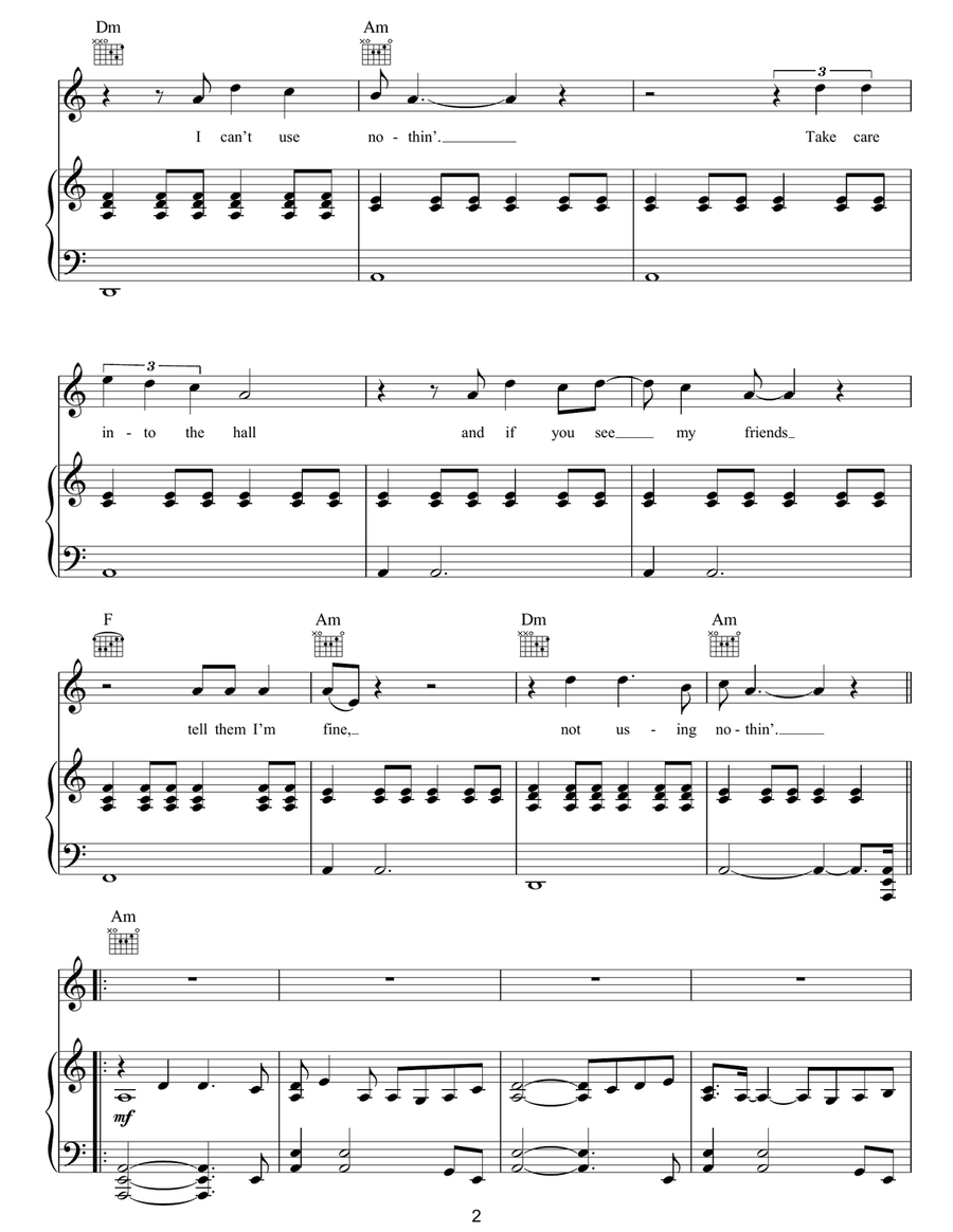 Nothin' Nothin' Piano, Vocal, Guitar scores gallery preview page 2