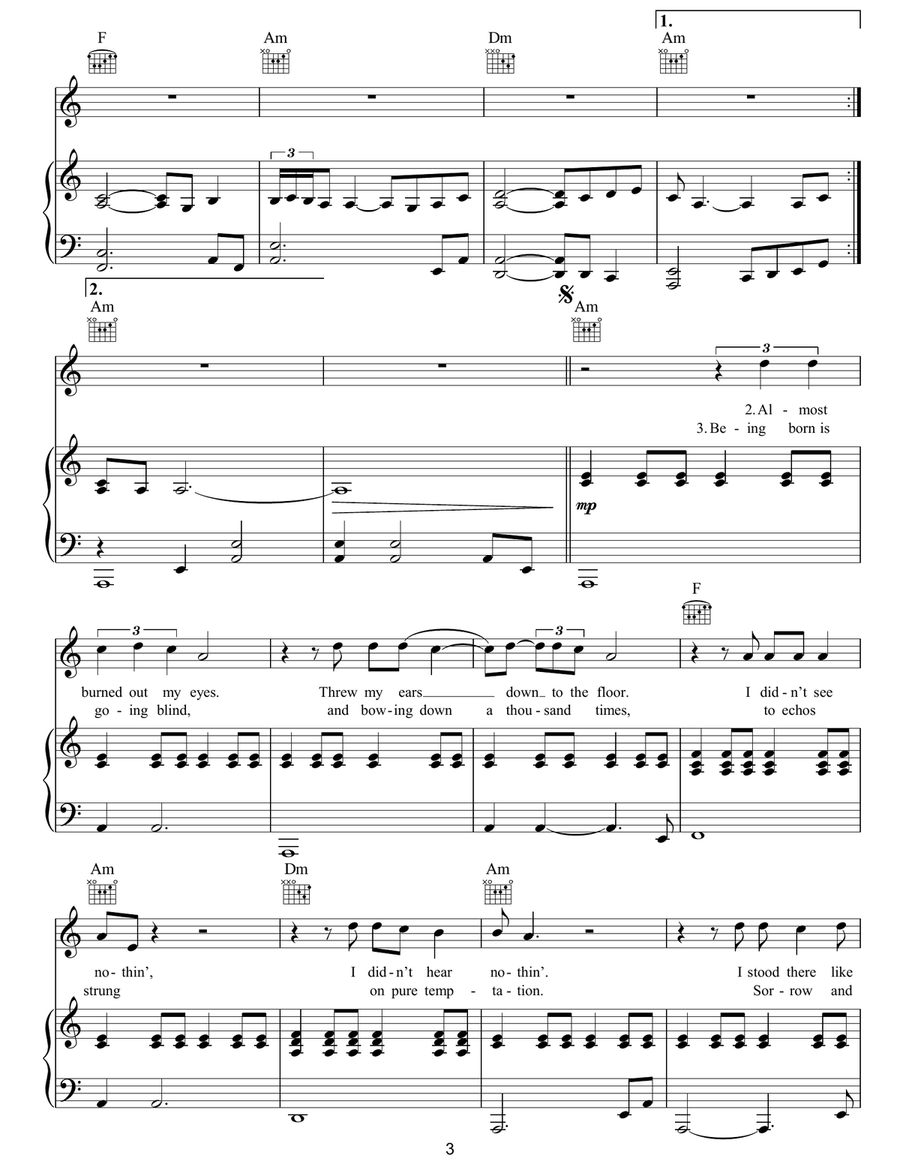 Nothin' Nothin' Piano, Vocal, Guitar scores gallery preview page 3