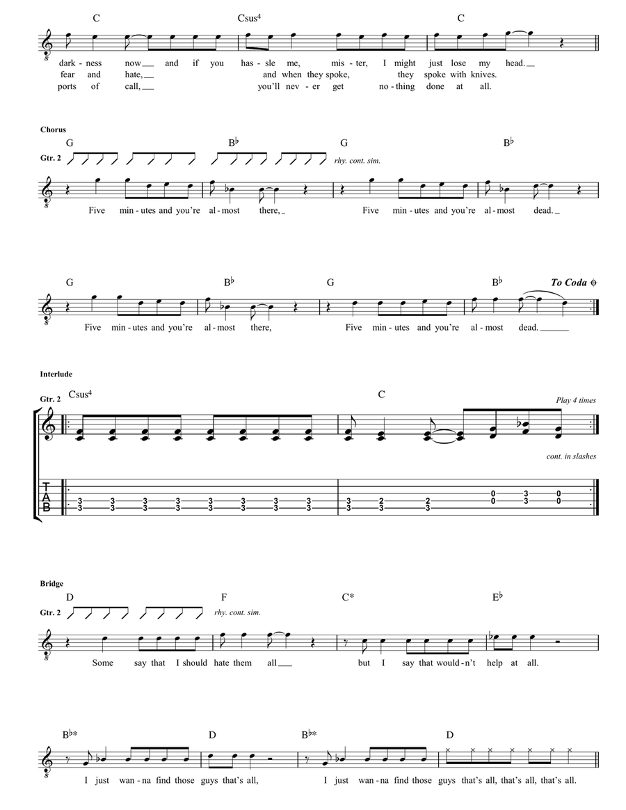5 Minutes 5 Minutes Guitar Tablature scores gallery preview page 2