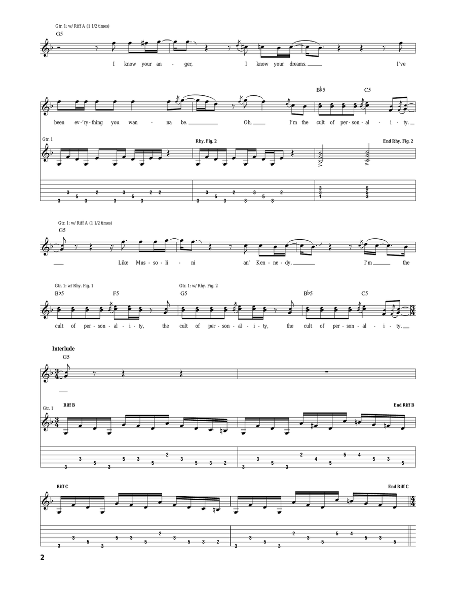 Cult Of Personality Cult Of Personality Acoustic Guitar scores gallery preview page 2