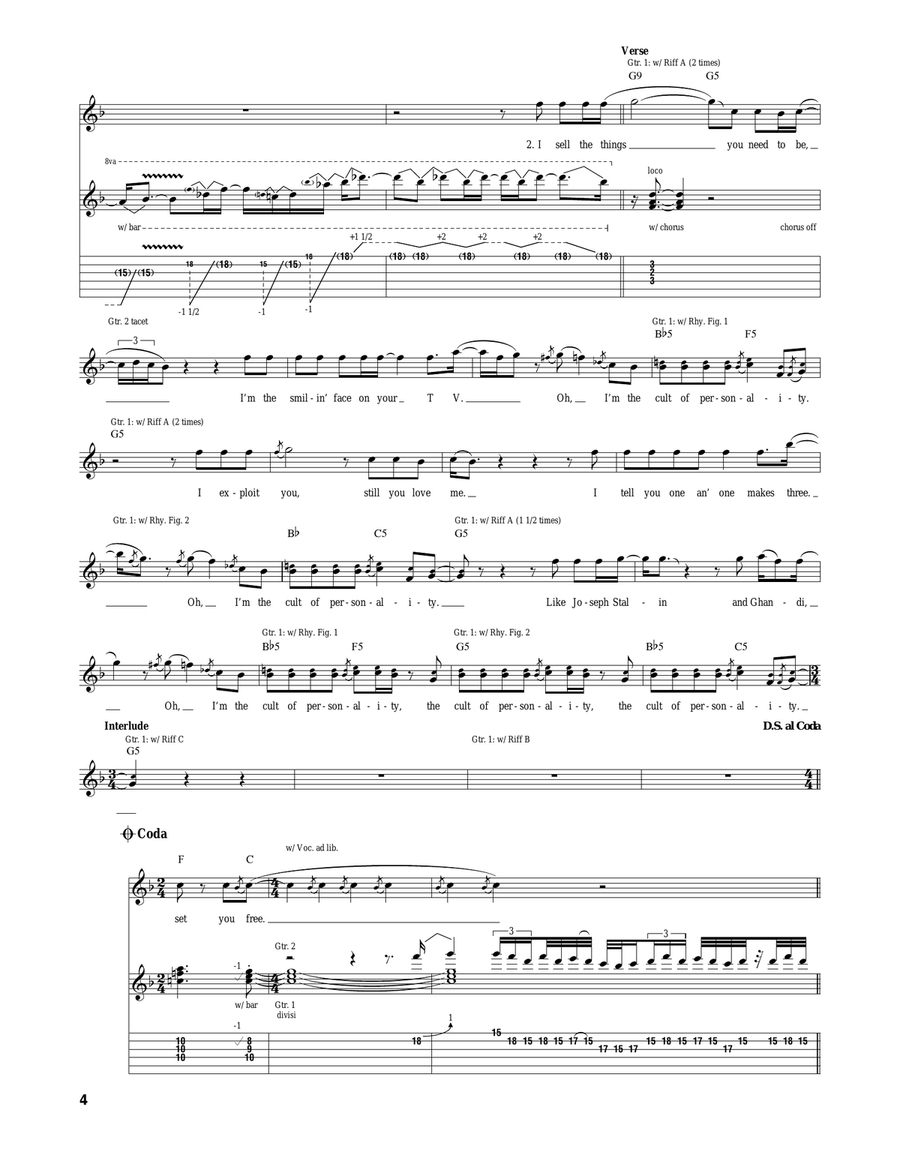 Cult Of Personality Cult Of Personality Acoustic Guitar scores gallery preview page 4