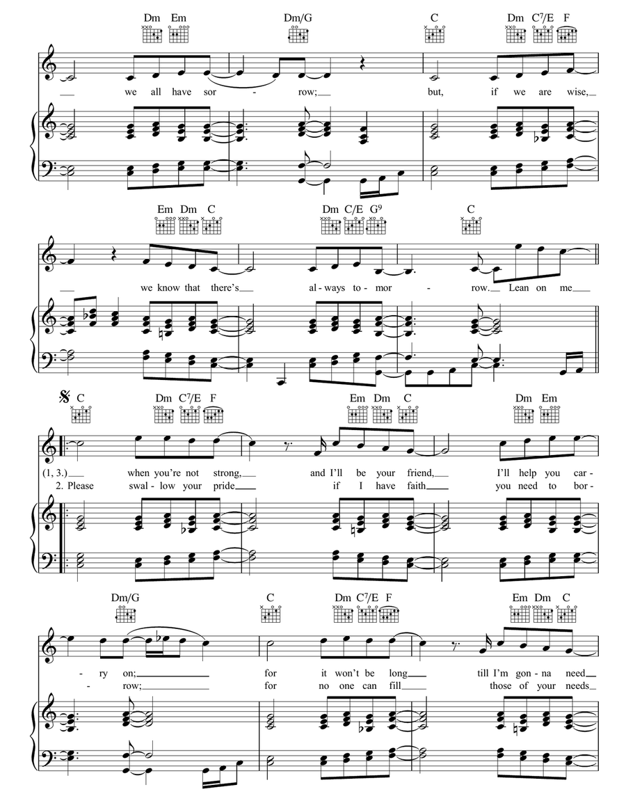 Lean On Me Lean On Me Piano, Vocal, Guitar scores gallery preview page 2