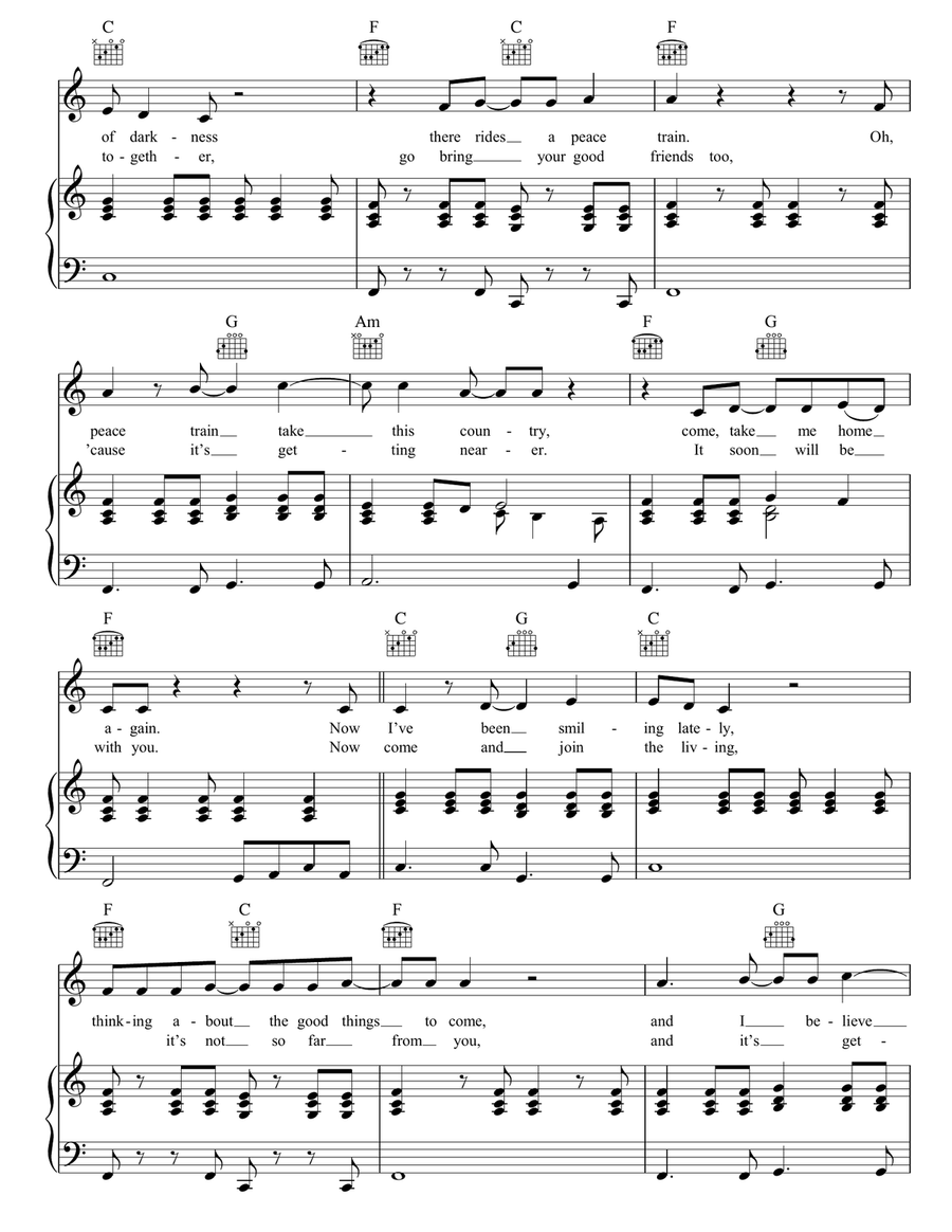 Peace Train Peace Train Piano, Vocal, Guitar scores gallery preview page 3