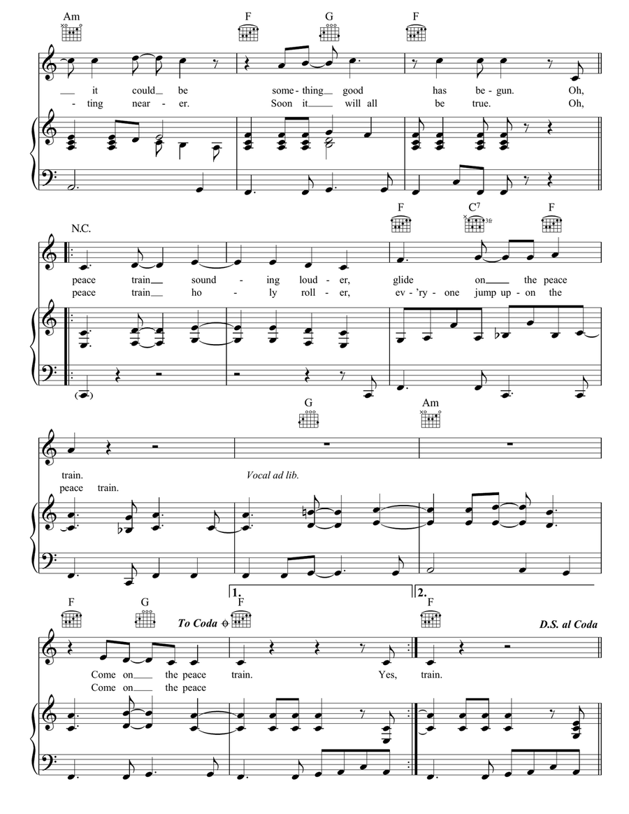 Peace Train Peace Train Piano, Vocal, Guitar scores gallery preview page 4