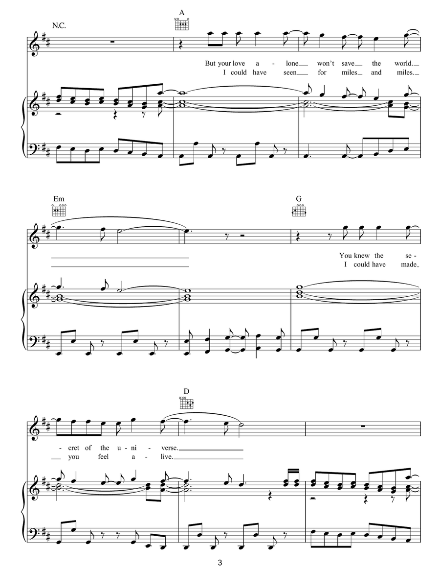 Your Love Alone Is Not Enough Piano, Vocal, Guitar scores gallery preview page 3