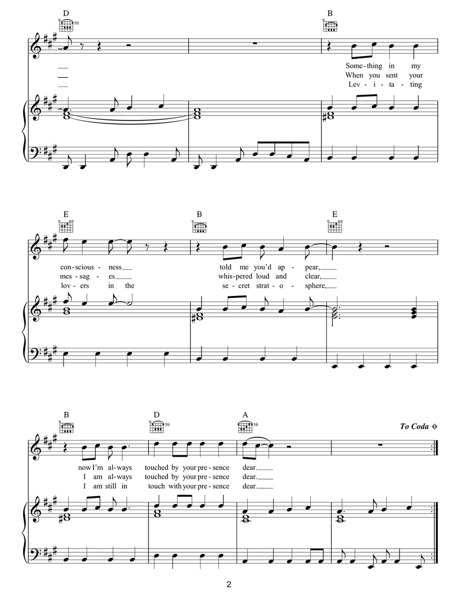 (I'm Always Touched By Your) Presence Dear Piano, Vocal, Guitar scores gallery preview page 2