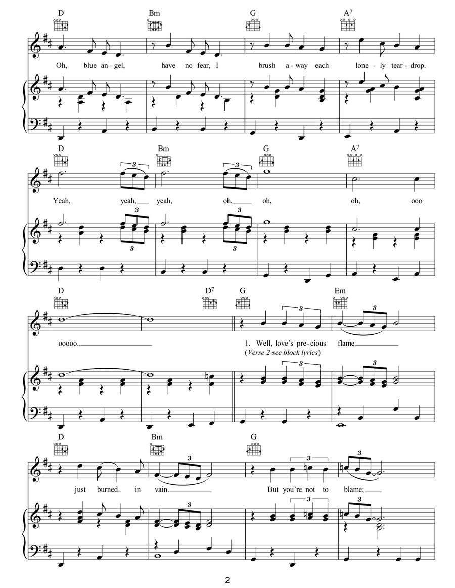 Blue Angel Blue Angel Piano, Vocal, Guitar scores gallery preview page 2