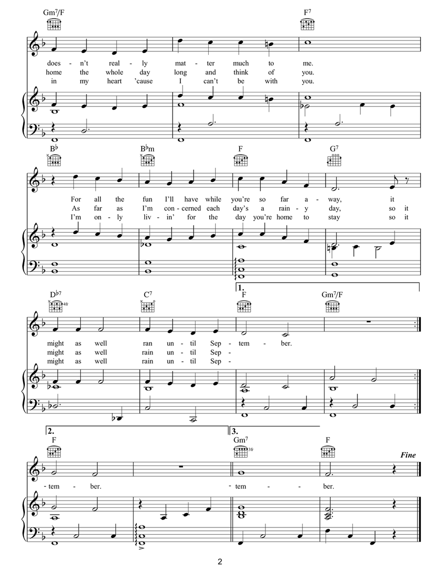 It Might As Well Rain Until September Piano, Vocal, Guitar scores gallery preview page 2