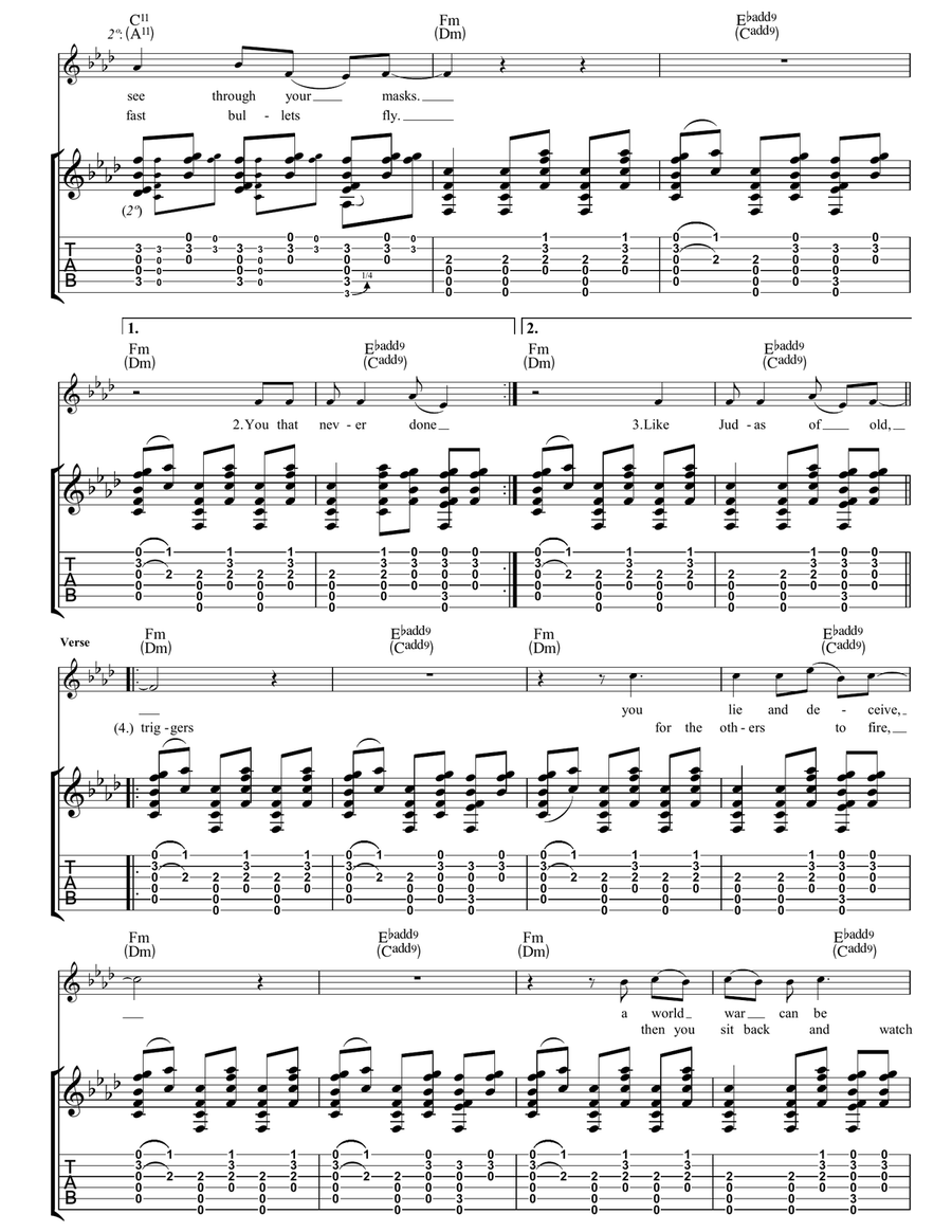 Masters Of War Masters Of War Acoustic Guitar scores gallery preview page 3