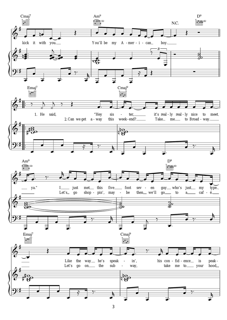 American Boy (featuring Kanye West) Piano, Vocal, Guitar scores gallery preview page 3