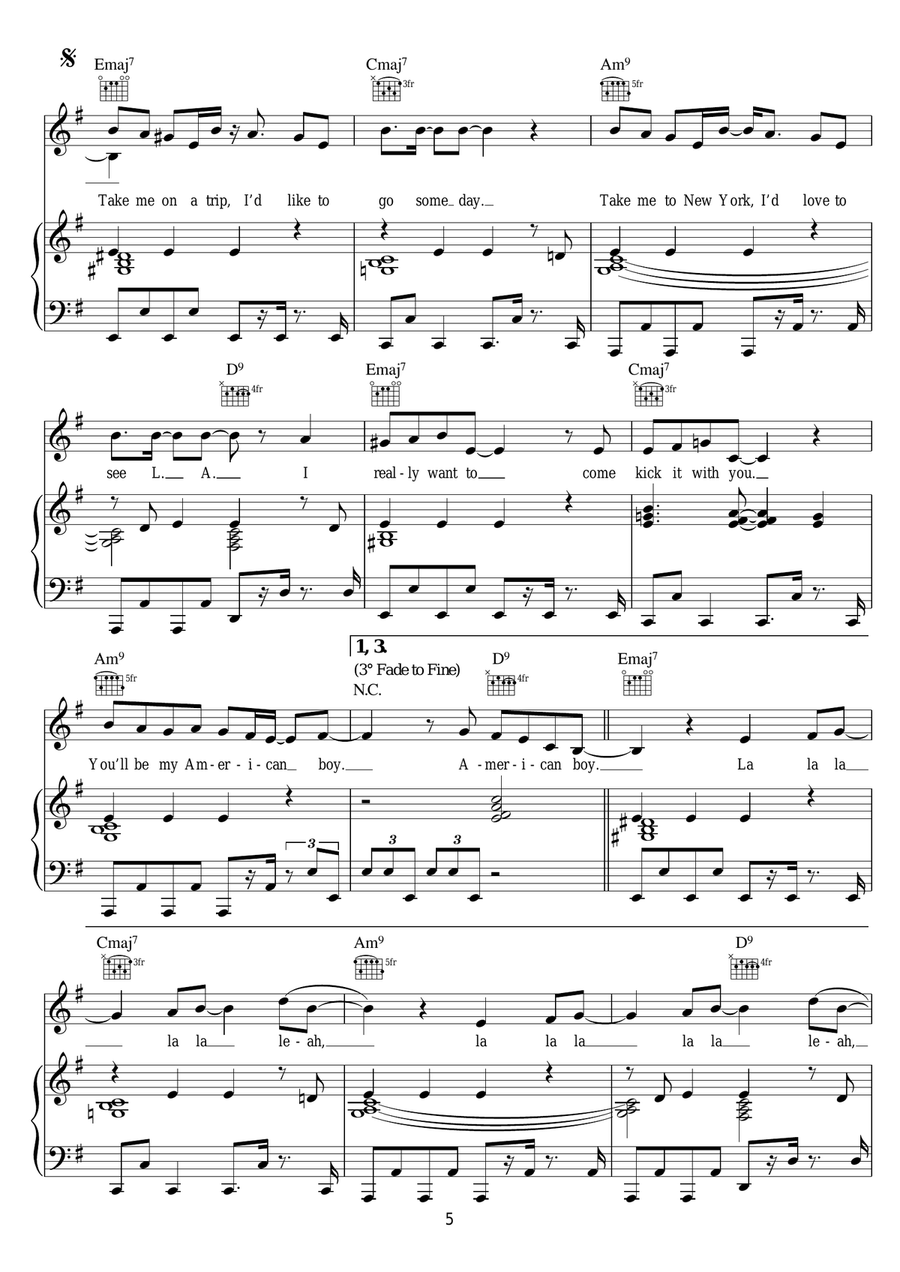 American Boy (featuring Kanye West) Piano, Vocal, Guitar scores gallery preview page 5