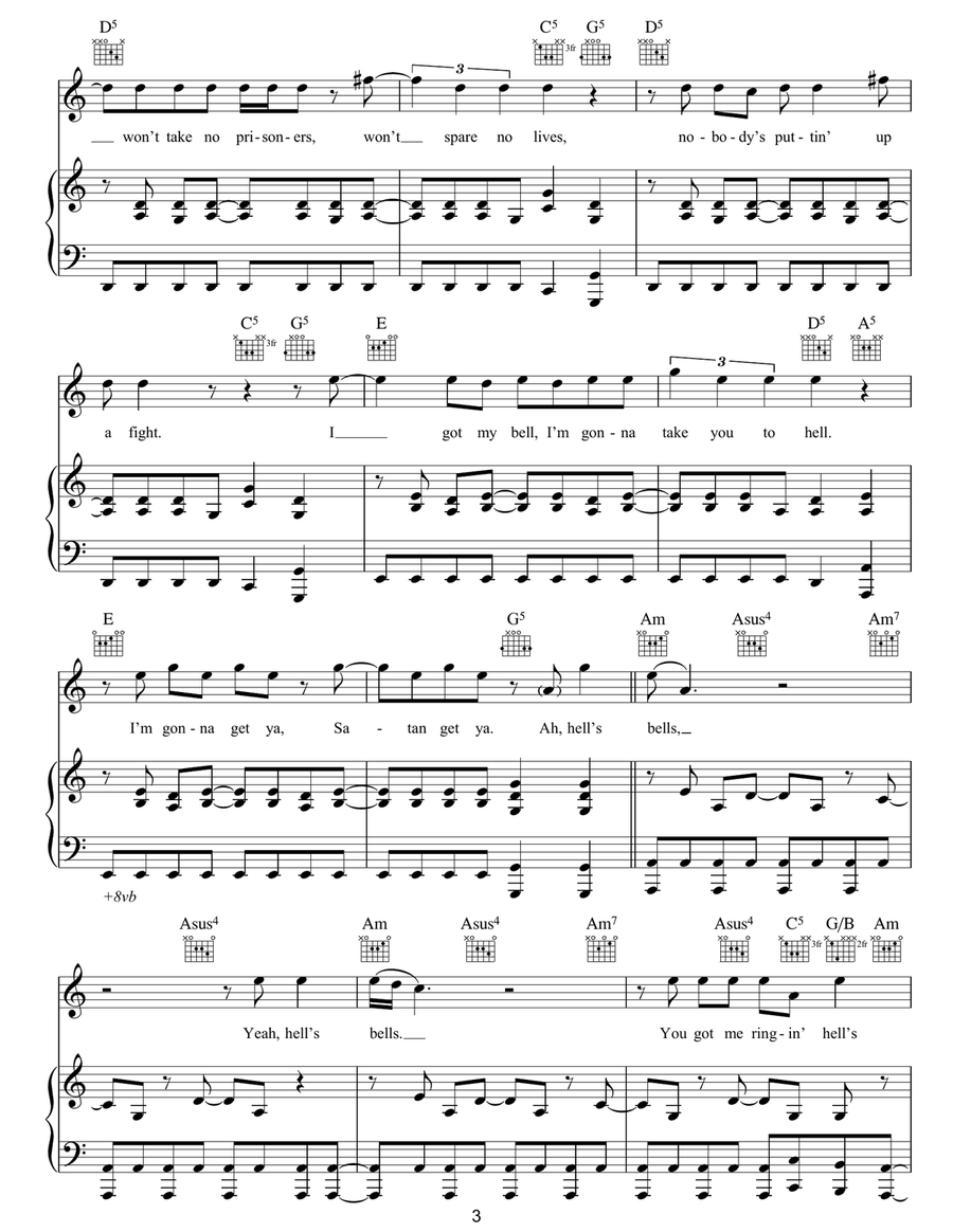 Hells Bells Hells Bells Acoustic Guitar scores gallery preview page 3