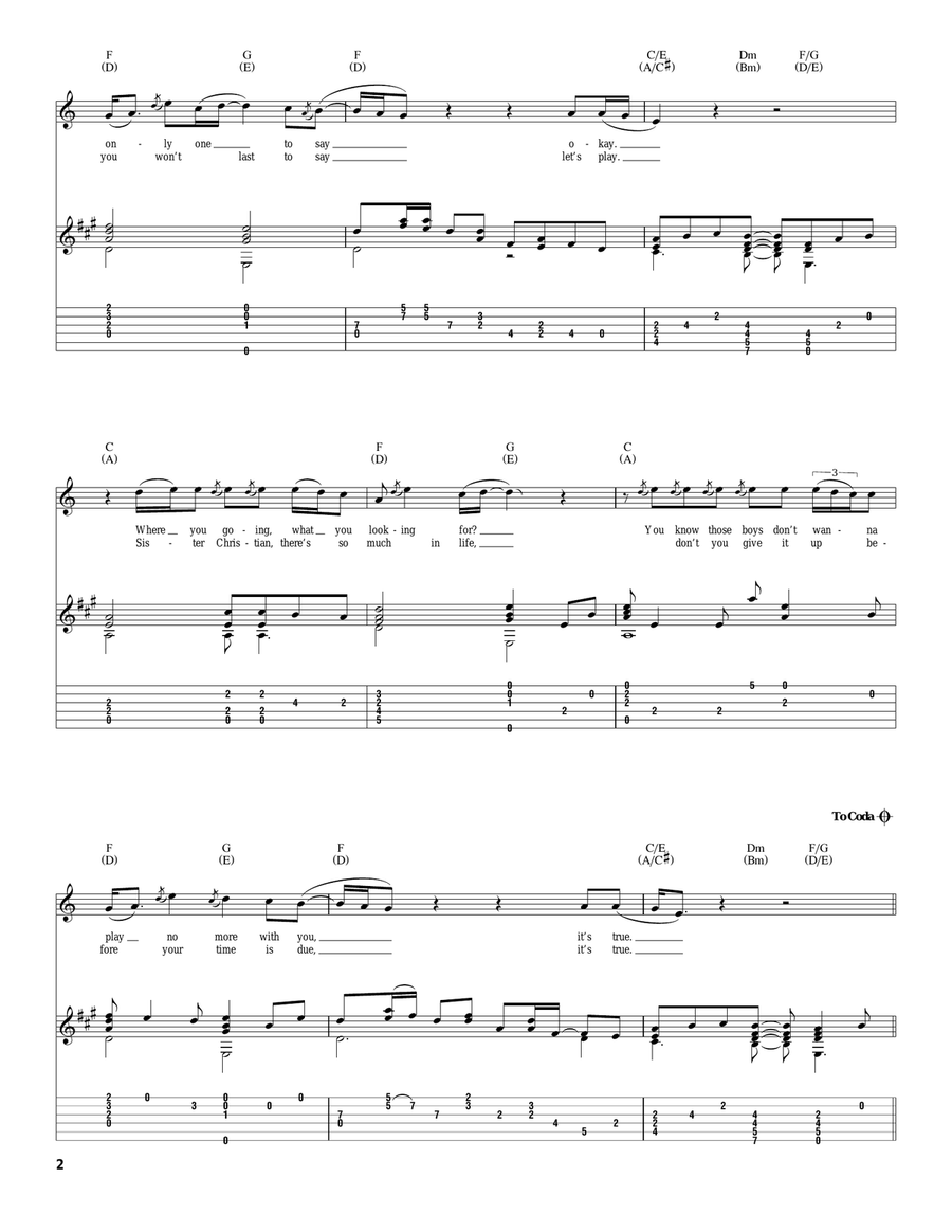 Sister Christian Sister Christian Acoustic Guitar scores gallery preview page 2